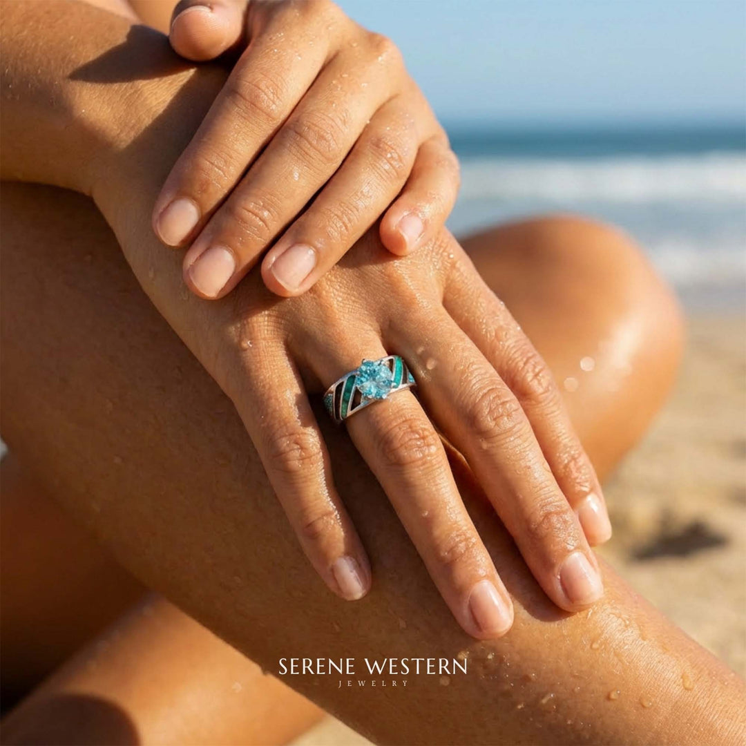 Aurora Veil Ring - Aquamarine