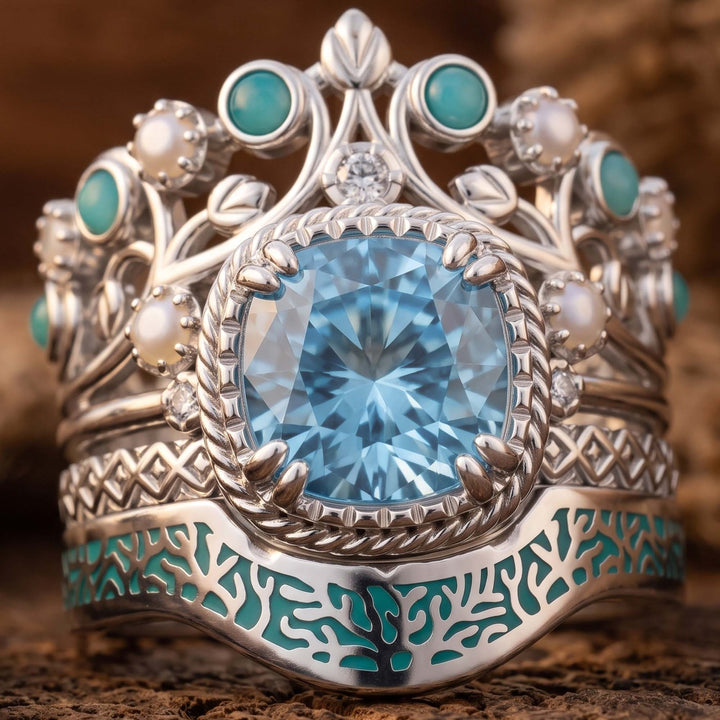 Calico Keepsake Ring - Aquamarine