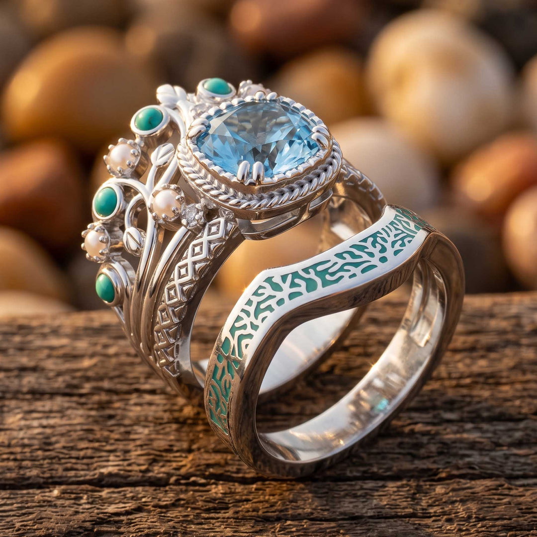 Calico Keepsake Ring - Aquamarine