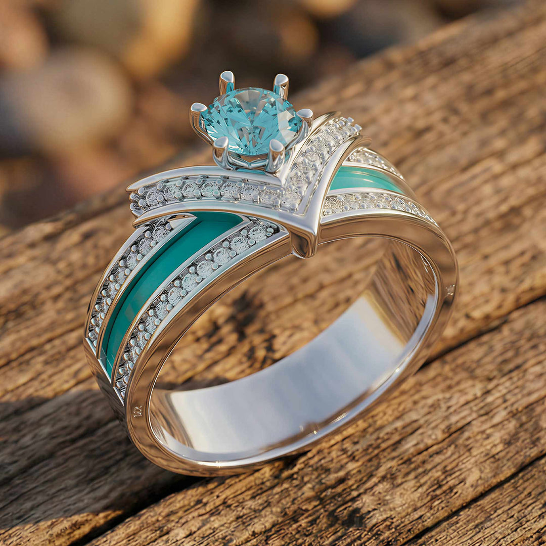 Crowned Noble Ring -  Aquamarine