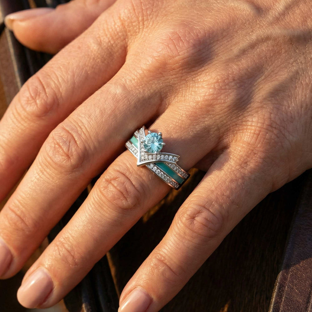 Crowned Noble Ring -  Aquamarine