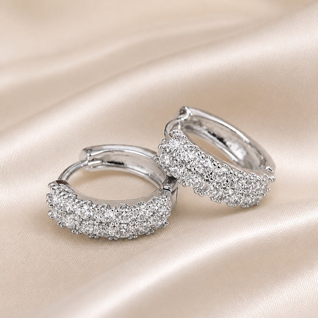 Vintage Zirconia White Gold Earrings