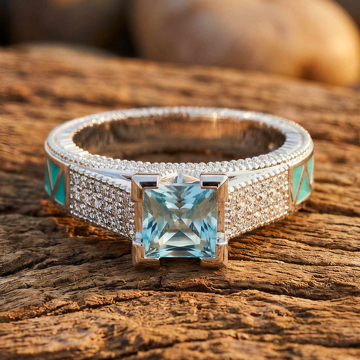 Eiffel Elegance Ring - Aquamarine
