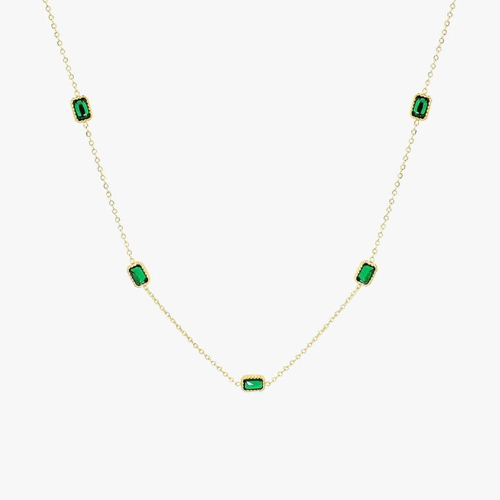 Gold Chain Green Stone Necklace