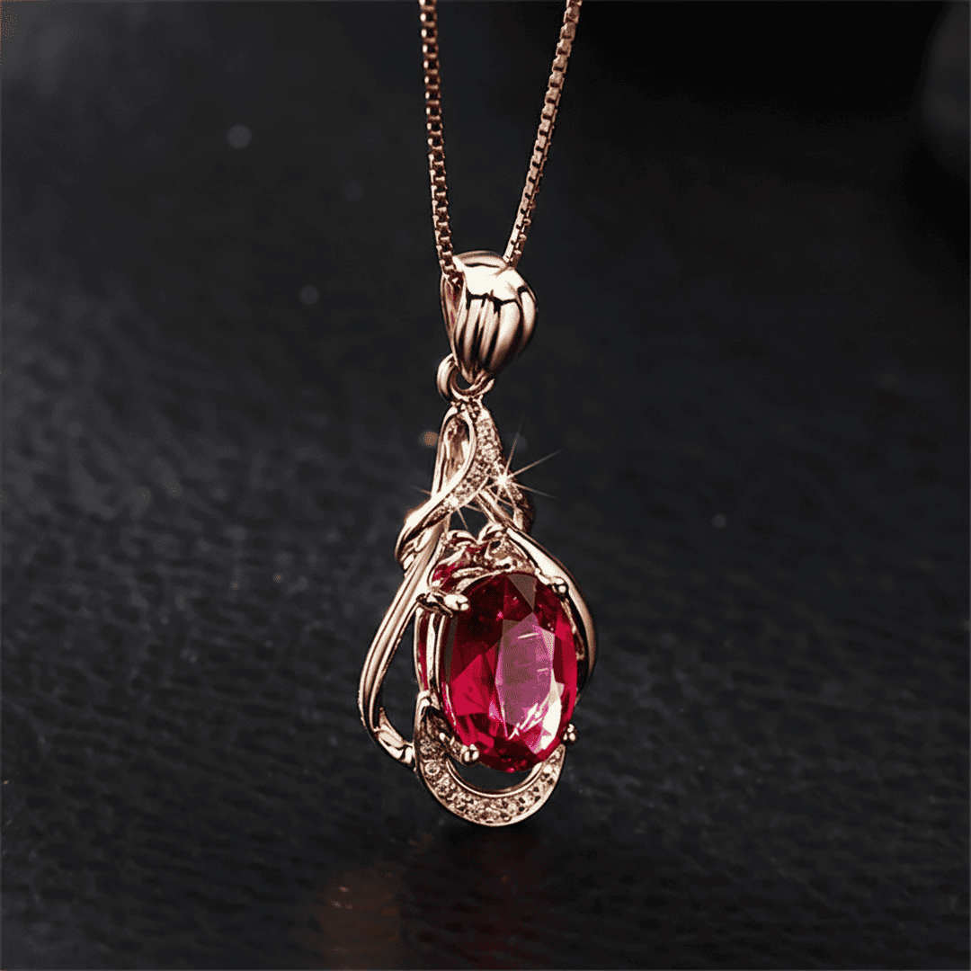 Elegant Red and Gold Crystal Necklace