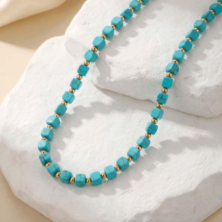 Turquoise Bead &amp; Gold Accent Necklace