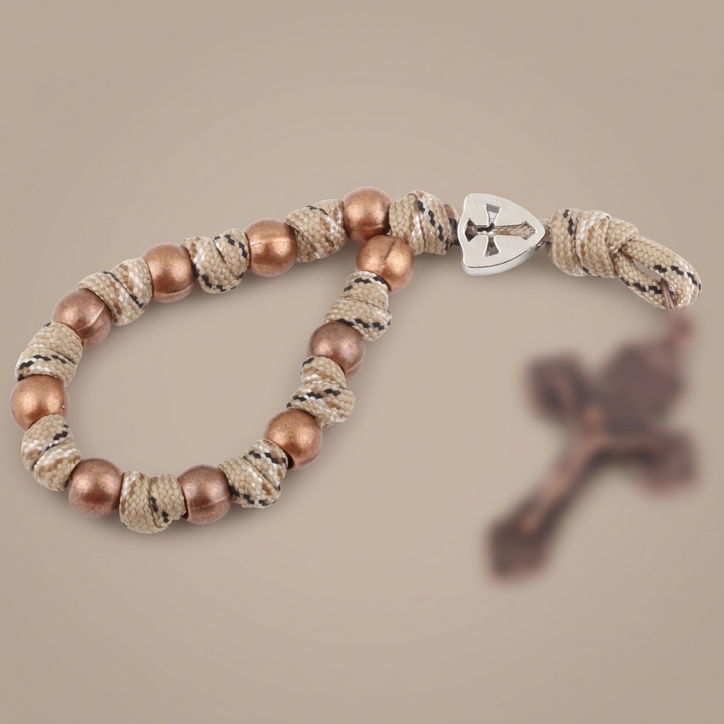 Chic Portable Pocket Rosary with Golden St. Benedict Medal &amp; Crucifix