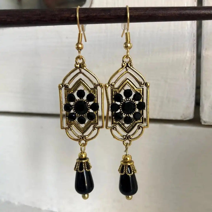 Black Crystal Drop Earrings
