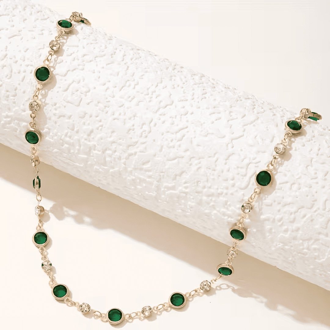 Verdant Emerald Station Necklace