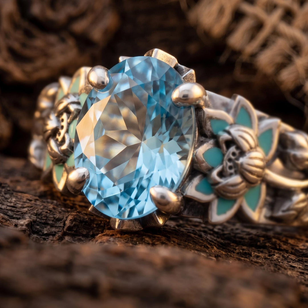 Lotus Haven Ring - Aquamarine