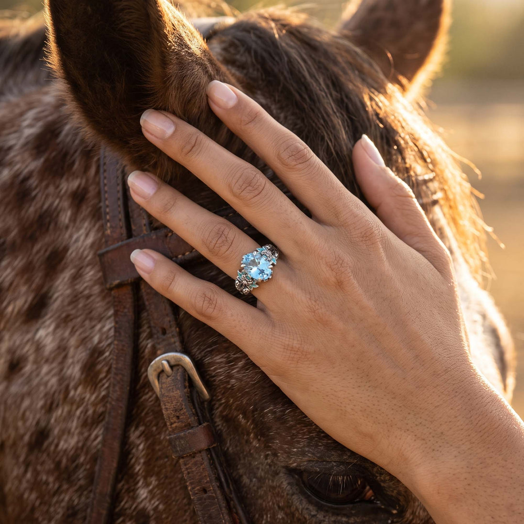Lotus Haven Ring - Aquamarine
