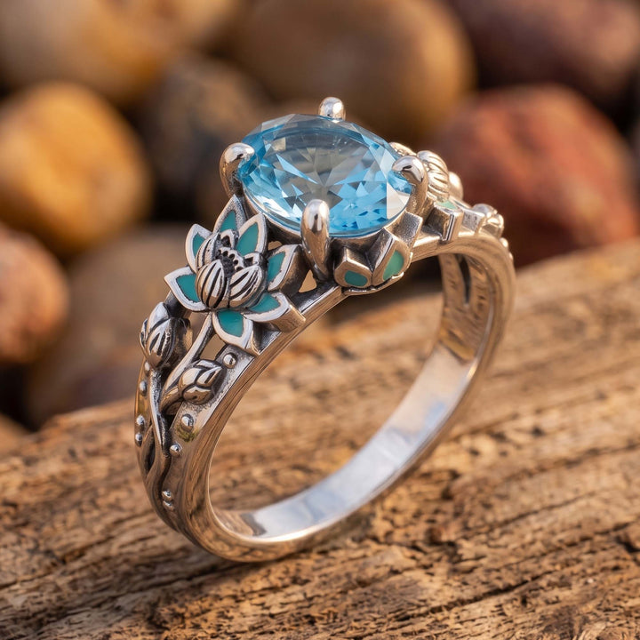 Lotus Haven Ring - Aquamarine