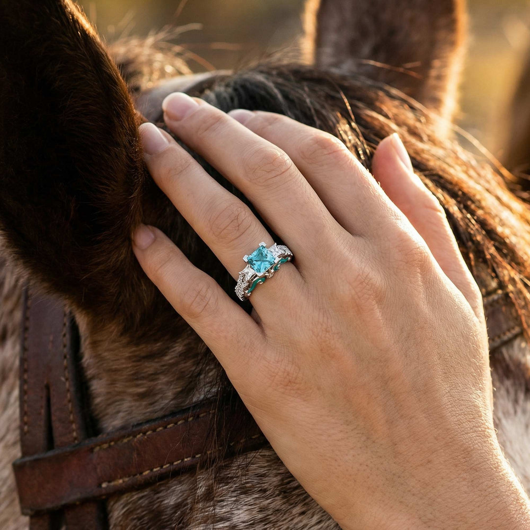 Love Rivet Ring - Aquamarine