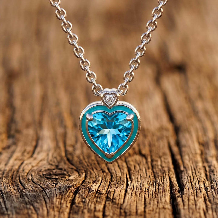 Loyal Heart Necklace - Aquamarine
