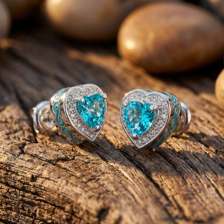 Ocean Heart Earrings - Aquamarine