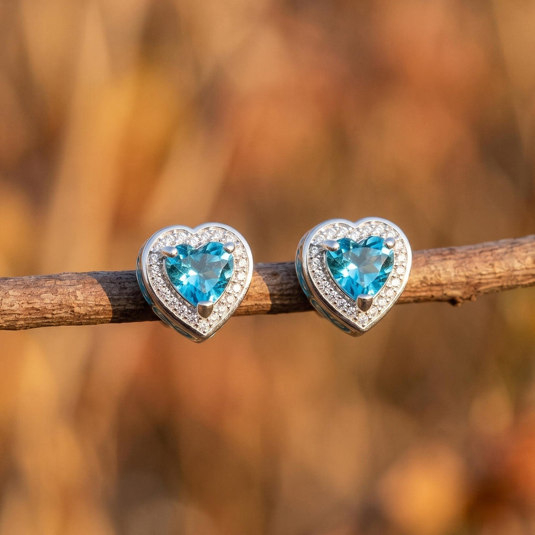 Ocean Heart Earrings - Aquamarine