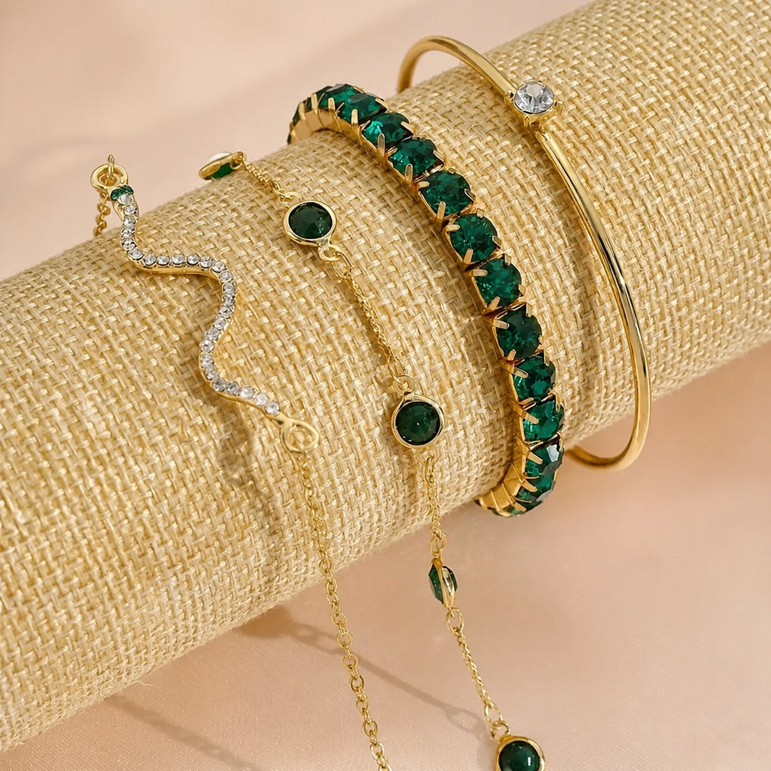 Vintage Emerald Bracelet Set