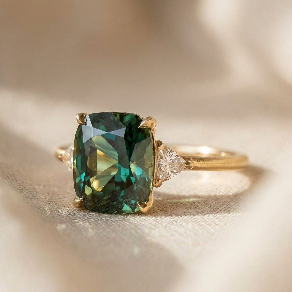 Vintage Inspired Green Gemstone Gold Ring