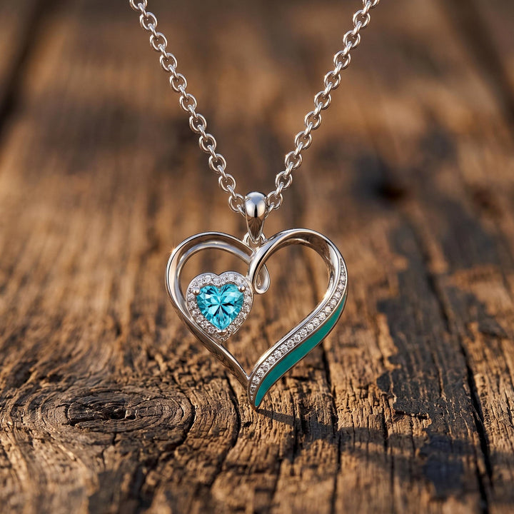 Passion Heart Necklace - Aquamarine