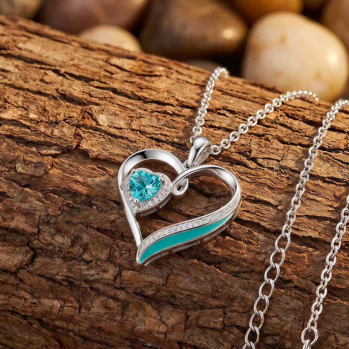 Passion Heart Necklace - Aquamarine