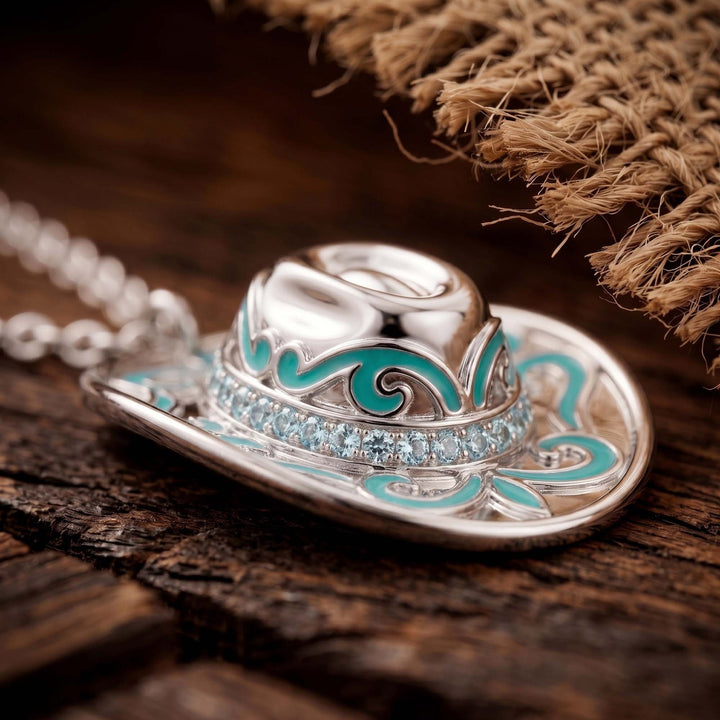Rodeo Hat Necklace - Aquamarine