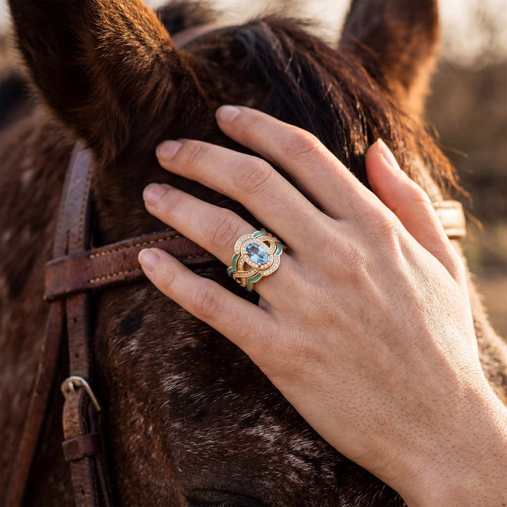 Sunset Canyons Ring - Aquamarine &amp; Gold